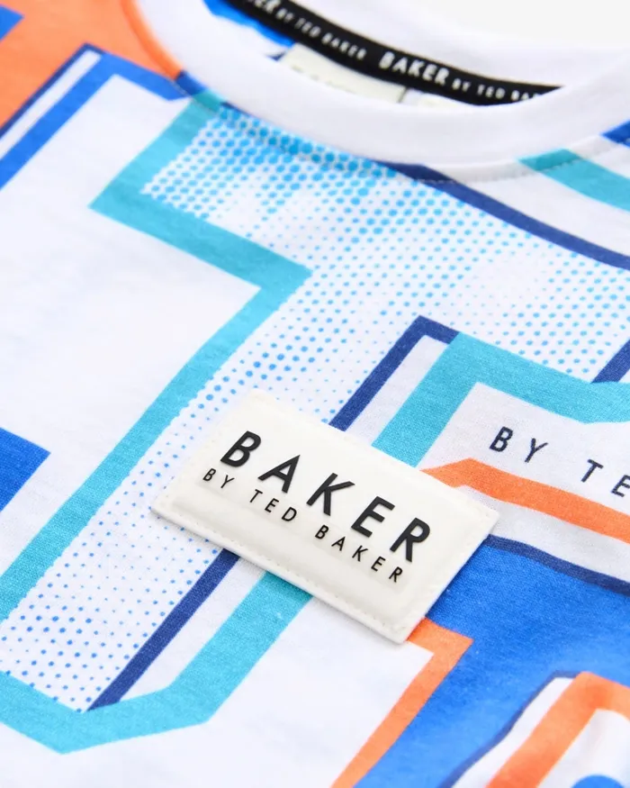 Kids ILIE 8211 Graphic TPrint Cotton TShirt White Ted Baker Baby