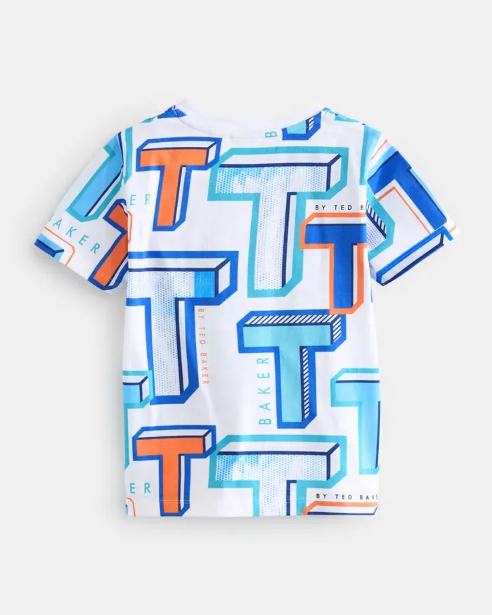 Kids ILIE 8211 Graphic TPrint Cotton TShirt White Ted Baker Baby