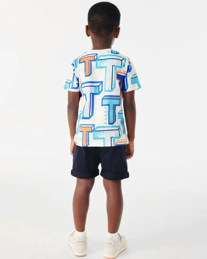 Kids ILIE 8211 Graphic TPrint Cotton TShirt White Ted Baker Baby