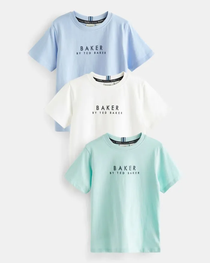 Kids IVAAN 8211 Three Pack Of Branded TShirts Pink Ted Baker Tops