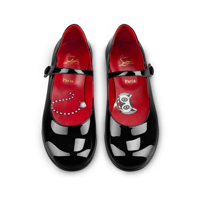 Kids Melodie Chick Ballerinas 8211 Patent Calf 8211 Black Christian Louboutin Ballerinas