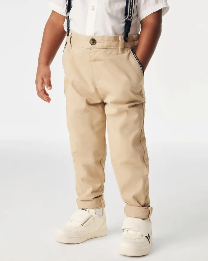 Kids SKENDER 8211 Branded Shirt And Chinos Set With Braces Stone Ted Baker Sets and Outfits