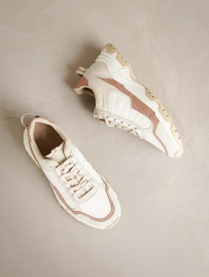Kiwa White and Blush Women Bobbies Sneakers