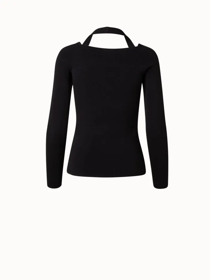 Knit Pullover With Trapezoid Neckline Black Women Akris Knitwear
