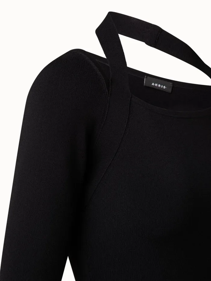 Knit Pullover With Trapezoid Neckline Black Women Akris Knitwear