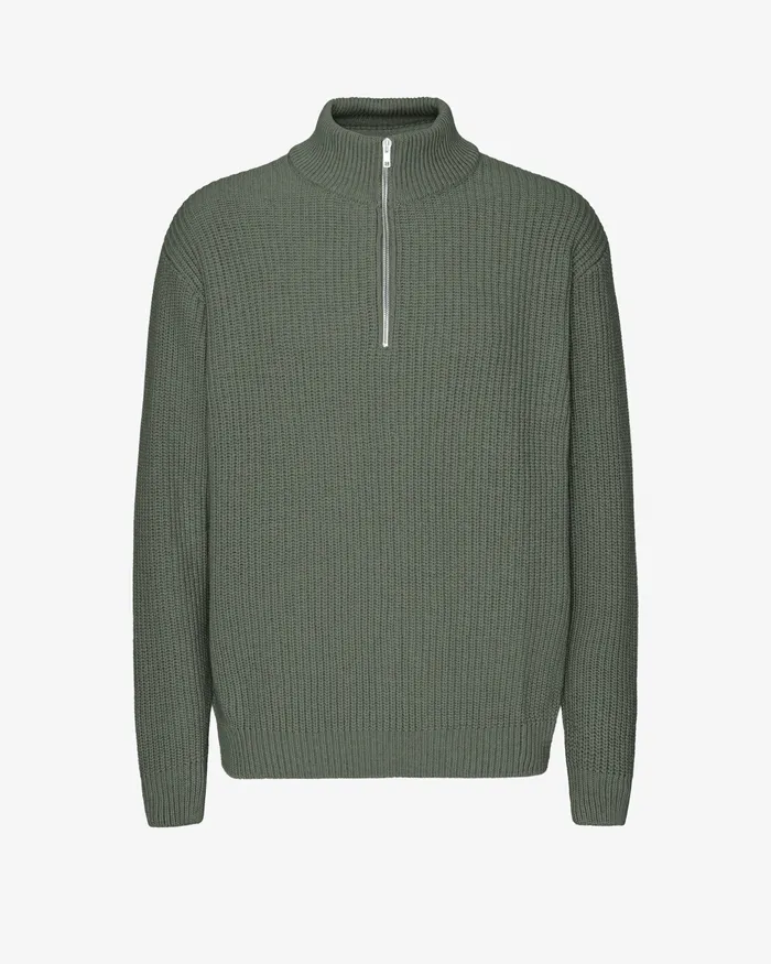 Knit Sweaters Colorfulstandard Men Merino Quarter Zip 8211 Dusty Olive