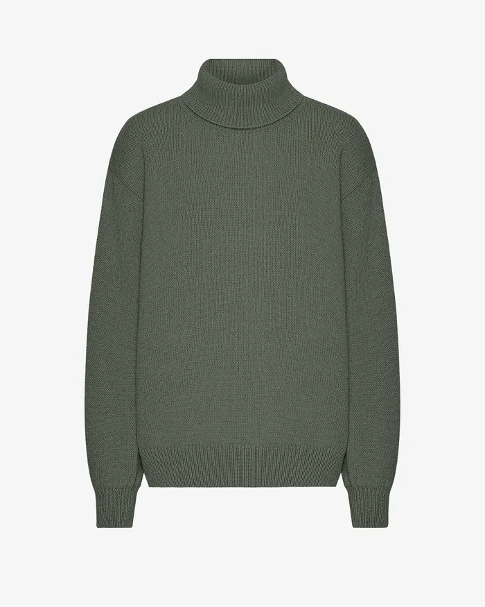 Knit Sweaters Merino Wool Turtleneck 8211 Dusty Olive 8211 Colorfulstandard Women