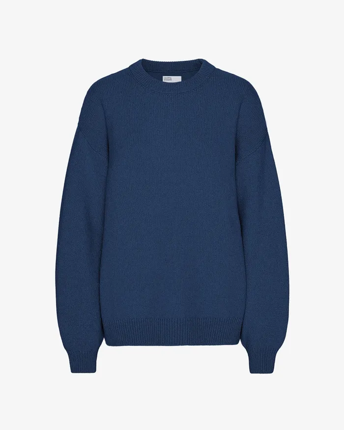 Knit Sweaters Oversized Merino Wool Crew 8211 Marine Blue 8211 Colorfulstandard Women