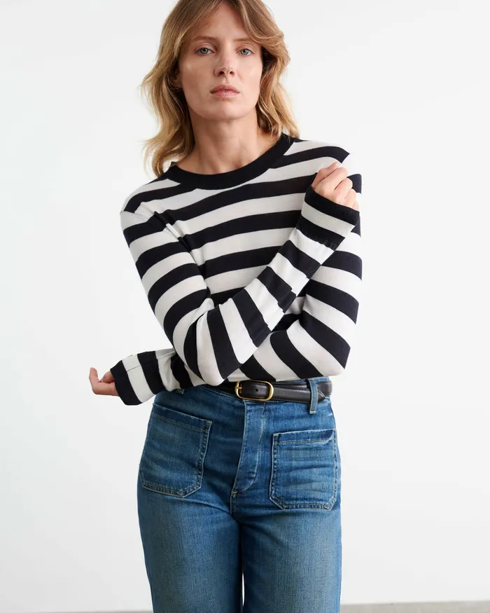 Knits and Sweaters MEIR SWEATER MidnightIvory Stripe Nili Lotan Women