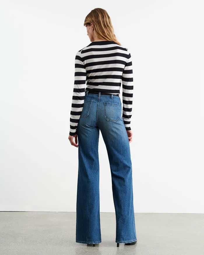 Knits and Sweaters MEIR SWEATER MidnightIvory Stripe Nili Lotan Women