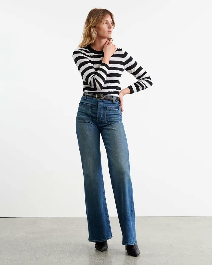 Knits and Sweaters MEIR SWEATER MidnightIvory Stripe Nili Lotan Women