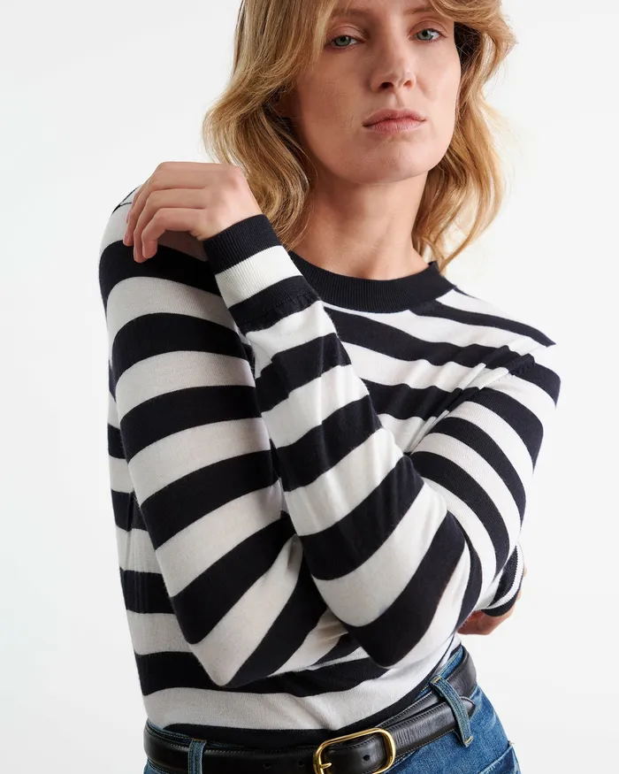 Knits and Sweaters MEIR SWEATER MidnightIvory Stripe Nili Lotan Women