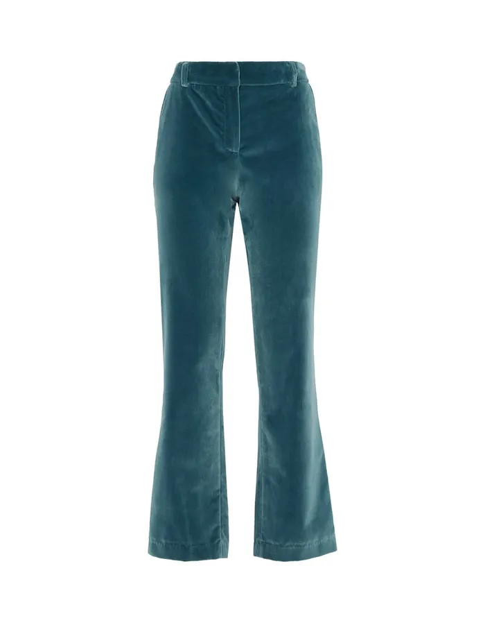 La Doublej 247 Pants Light Blue In Velvet With Feathers Women Shorts and Pants