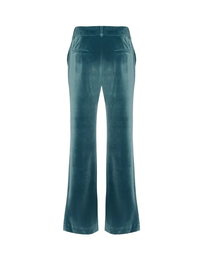 La Doublej 247 Pants Light Blue In Velvet With Feathers Women Shorts and Pants