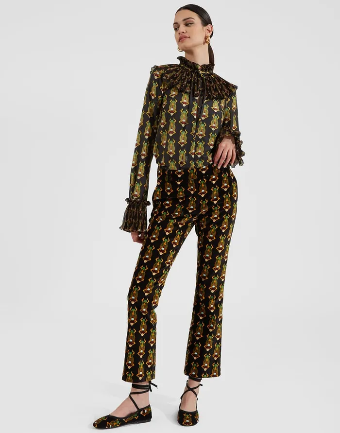 La Doublej 247 Pants Scarab Black In Cotton Velvet Women Shorts and Pants