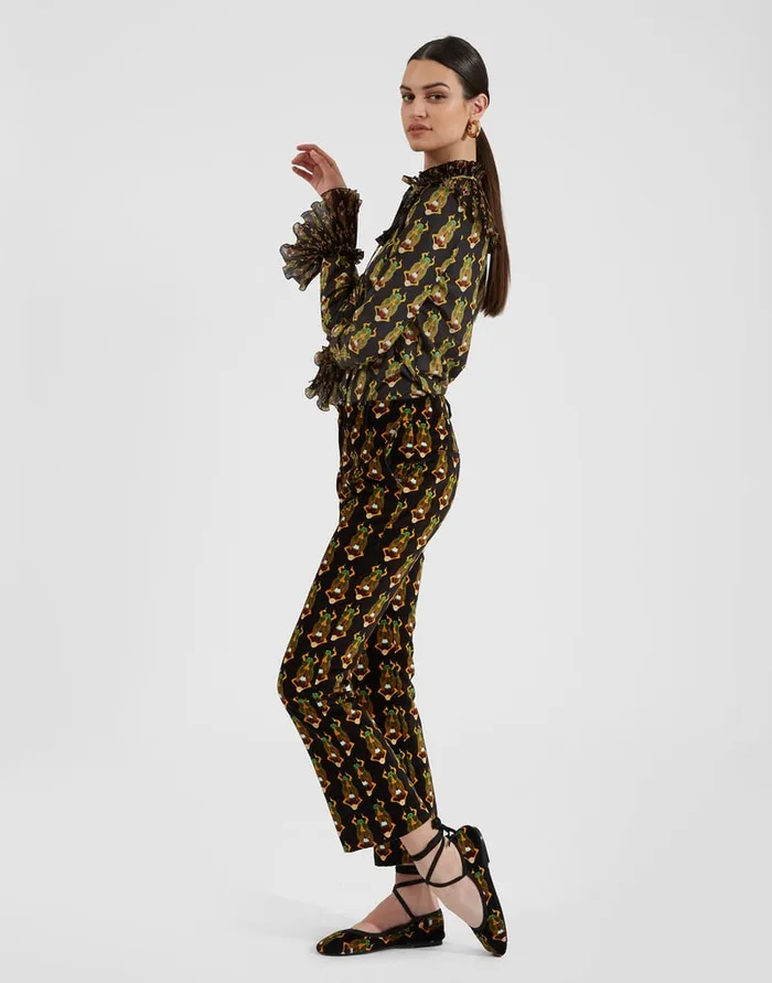 La Doublej 247 Pants Scarab Black In Cotton Velvet Women Shorts and Pants