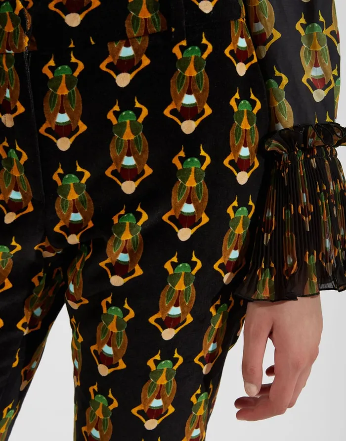 La Doublej 247 Pants Scarab Black In Cotton Velvet Women Shorts and Pants