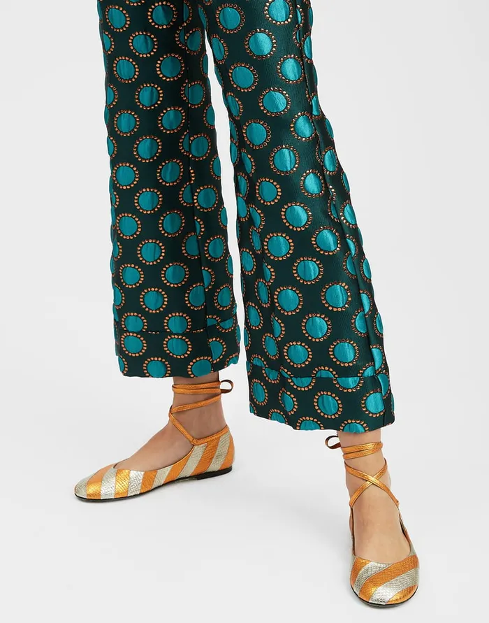 La Doublej Ballerina Flats Orange In Faux Python Women Shoes