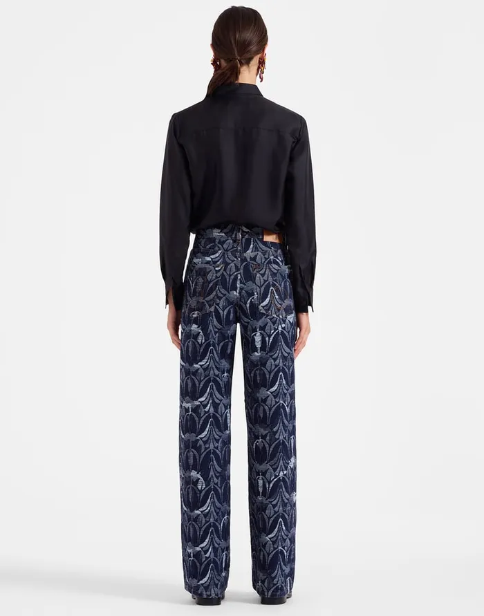 La Doublej Better Than Your Boyfriend039s Jeans Papyrus Navy In Jacquard Denim Women Shorts and Pants