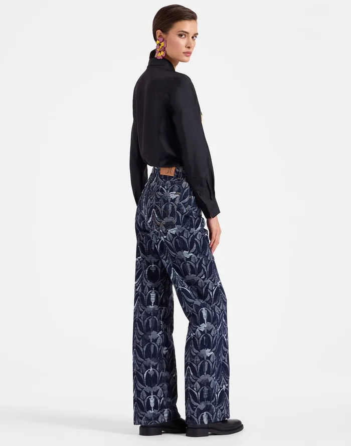 La Doublej Better Than Your Boyfriend039s Jeans Papyrus Navy In Jacquard Denim Women Shorts and Pants