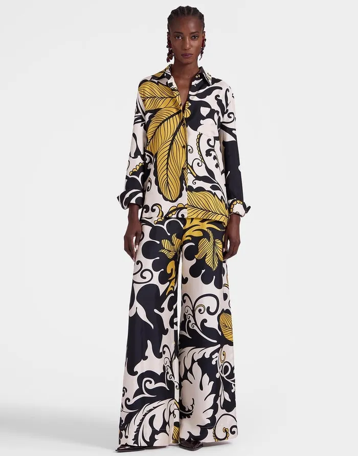La Doublej Boy Shirt Marea Black and White In Silk Twill Women Shirts and Tops