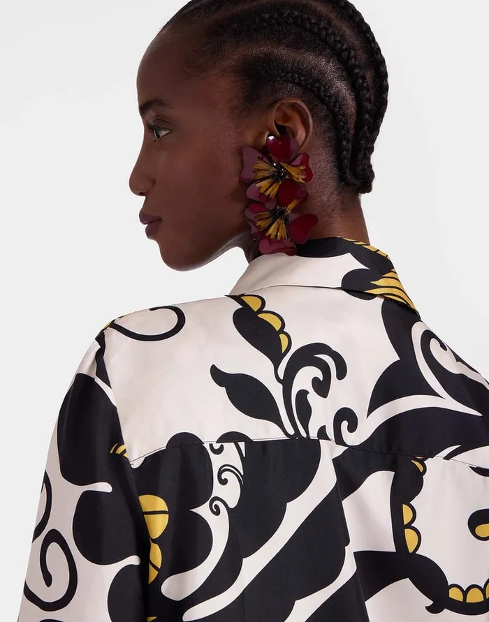 La Doublej Boy Shirt Marea Black and White In Silk Twill Women Shirts and Tops