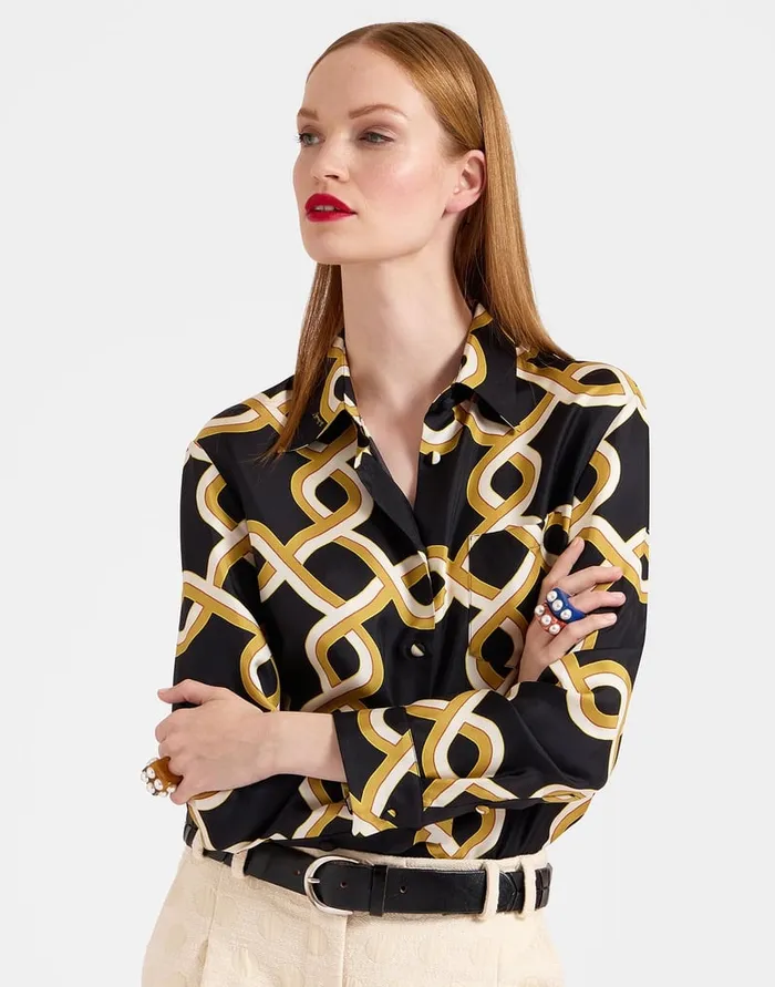 La Doublej Boy Shirt Tackle Black In Silk Twill Women Shirts and Tops
