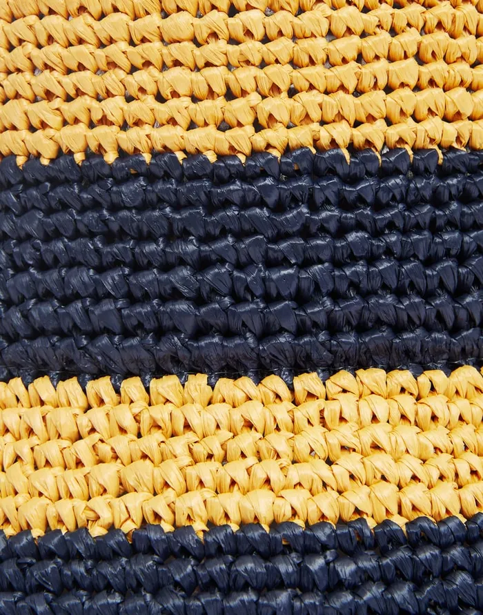 La Doublej Bucket Hat Color Block Navy In Raffia Crochet Women Hats
