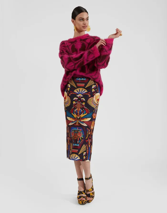 La Doublej Camden Jumper Fuchsia and Bordeaux In Brushed Wool Women Knitwear