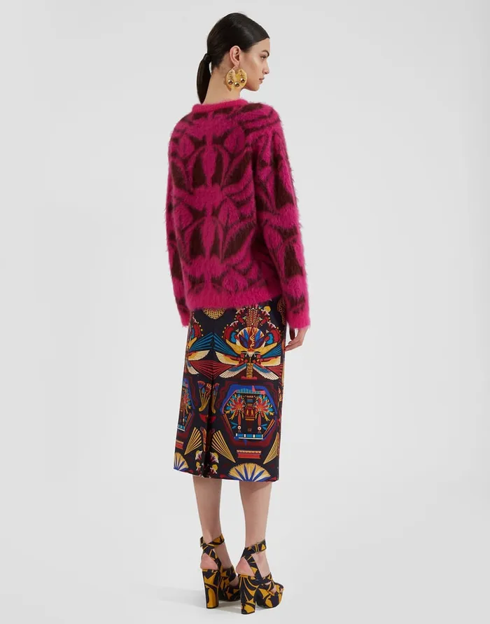 La Doublej Camden Jumper Fuchsia and Bordeaux In Brushed Wool Women Knitwear