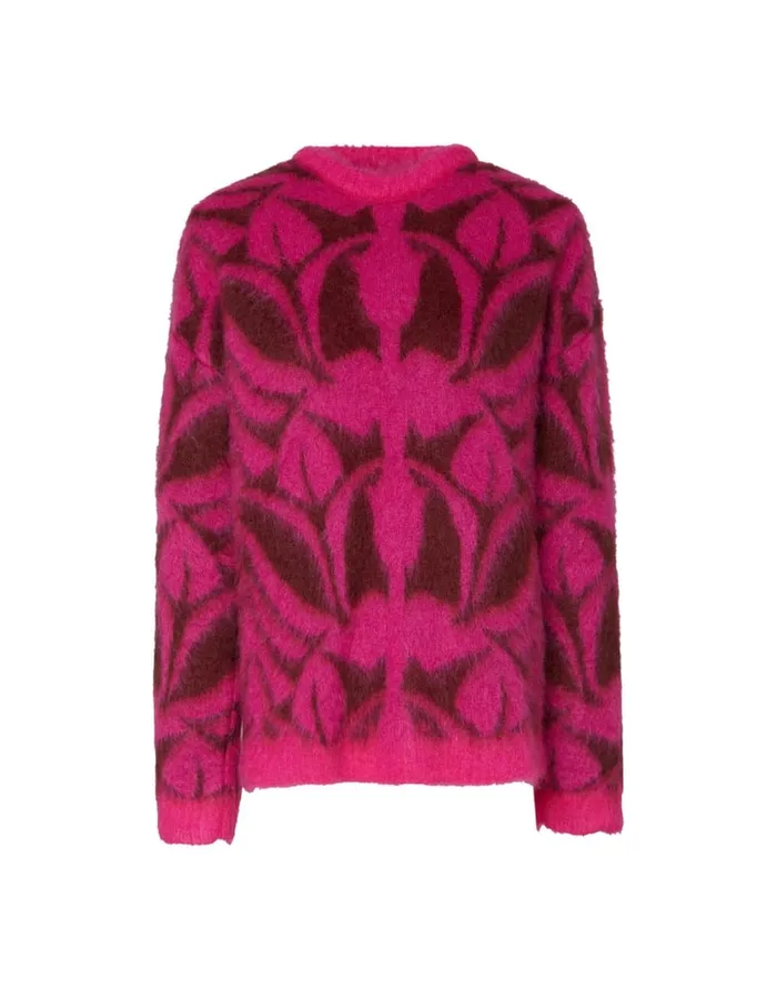 La Doublej Camden Jumper Fuchsia and Bordeaux In Brushed Wool Women Knitwear