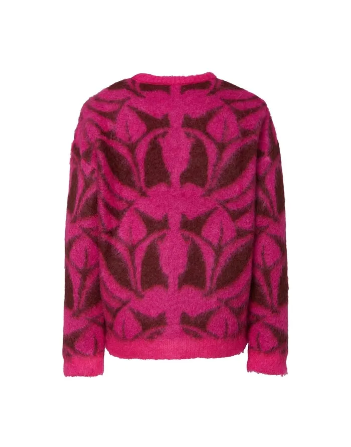 La Doublej Camden Jumper Fuchsia and Bordeaux In Brushed Wool Women Knitwear
