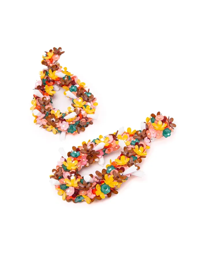 La Doublej Confetti Hoop Earrings Solid Pink In Macro Flower Women Jewelry