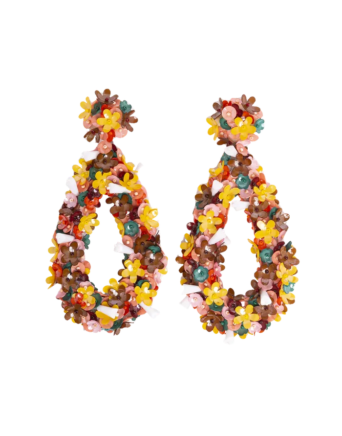 La Doublej Confetti Hoop Earrings Solid Pink In Macro Flower Women Jewelry