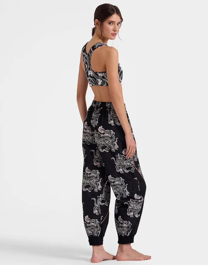 La Doublej Court Pants Crazy Tigers Black and White In Nylon Women Loungewear