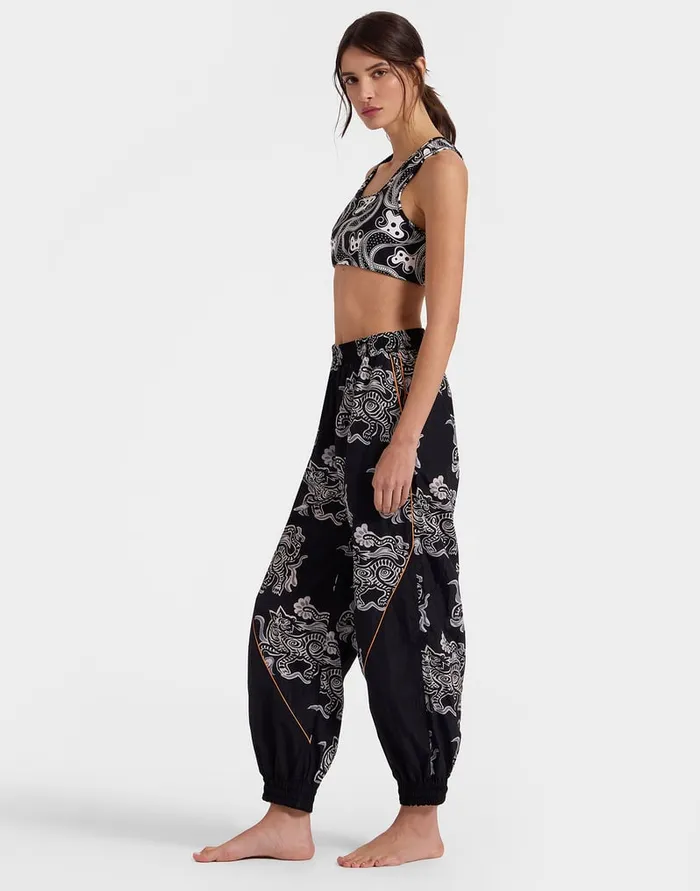 La Doublej Court Pants Crazy Tigers Black and White In Nylon Women Loungewear