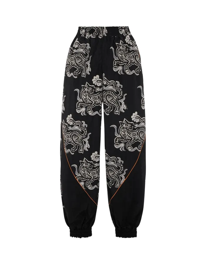 La Doublej Court Pants Crazy Tigers Black and White In Nylon Women Loungewear