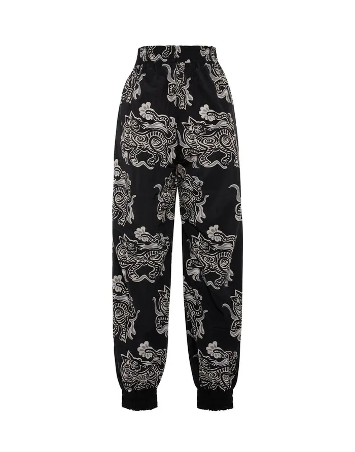 La Doublej Court Pants Crazy Tigers Black and White In Nylon Women Loungewear