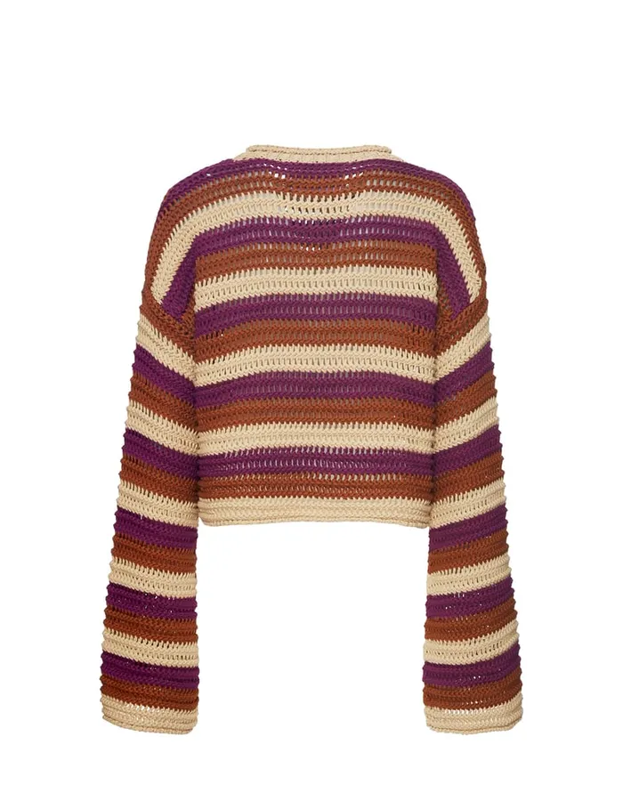 La Doublej Crop Sweater Multicolor Ivory In Cable Chain Women Knitwear