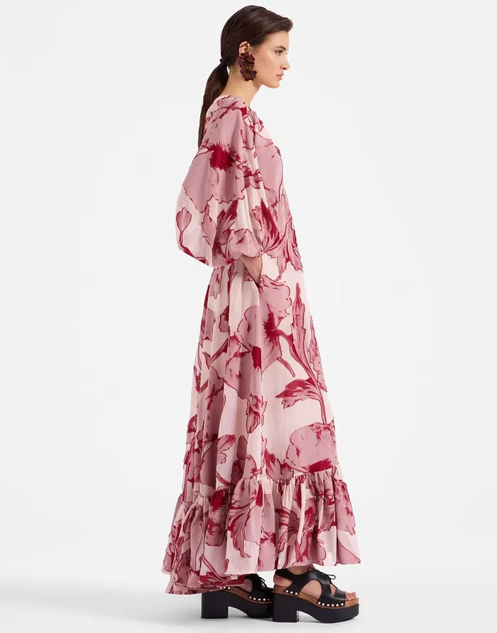La Doublej EveNing V Dress Sylph Fil Coup Pink In Fil Coup Women Dresses