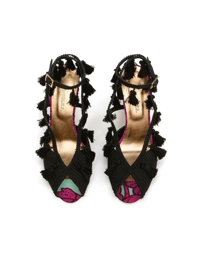 La Doublej Feria Wedge Lilium Purple In Twill Women Shoes
