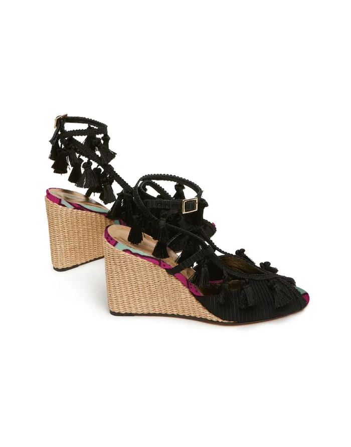 La Doublej Feria Wedge Lilium Purple In Twill Women Shoes