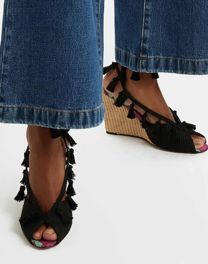 La Doublej Feria Wedge Lilium Purple In Twill Women Shoes