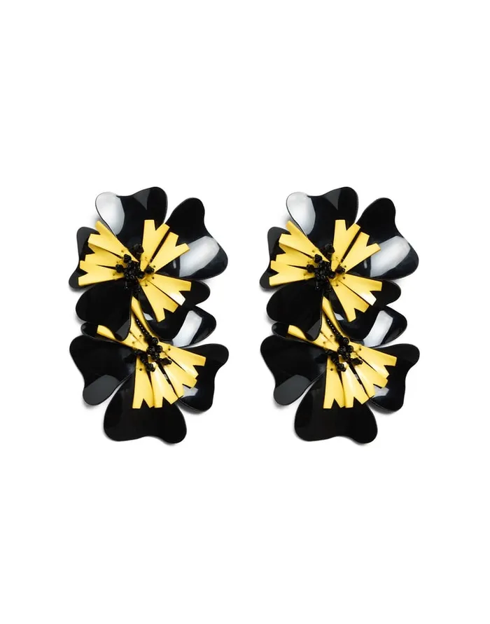 La Doublej Flora Earrings Solid Black In Macro Pansy Women Jewelry