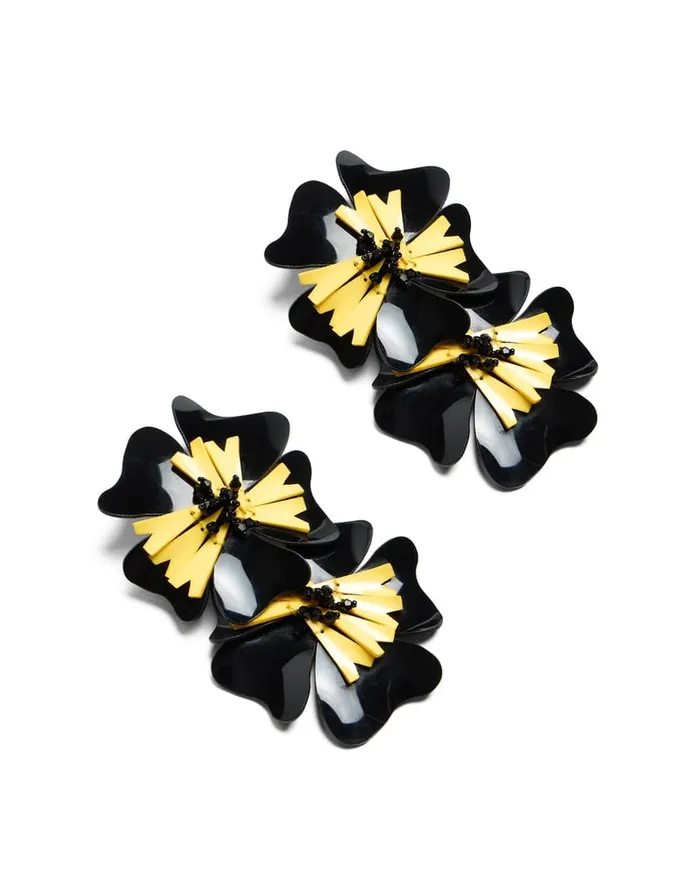 La Doublej Flora Earrings Solid Black In Macro Pansy Women Jewelry