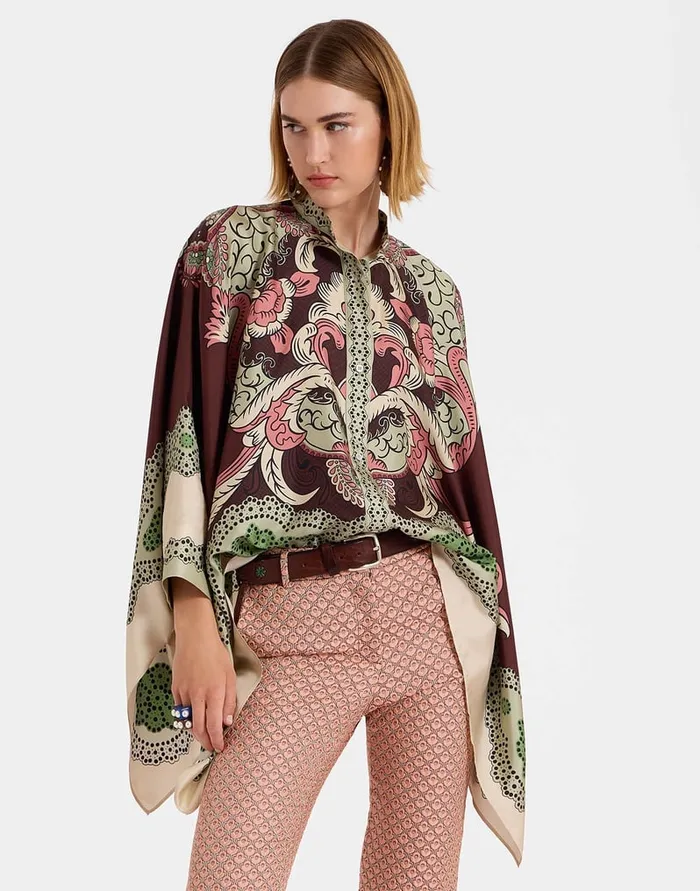 La Doublej Foulard Shirt Portal Place Brown In Silk Twill Women Party Dressing