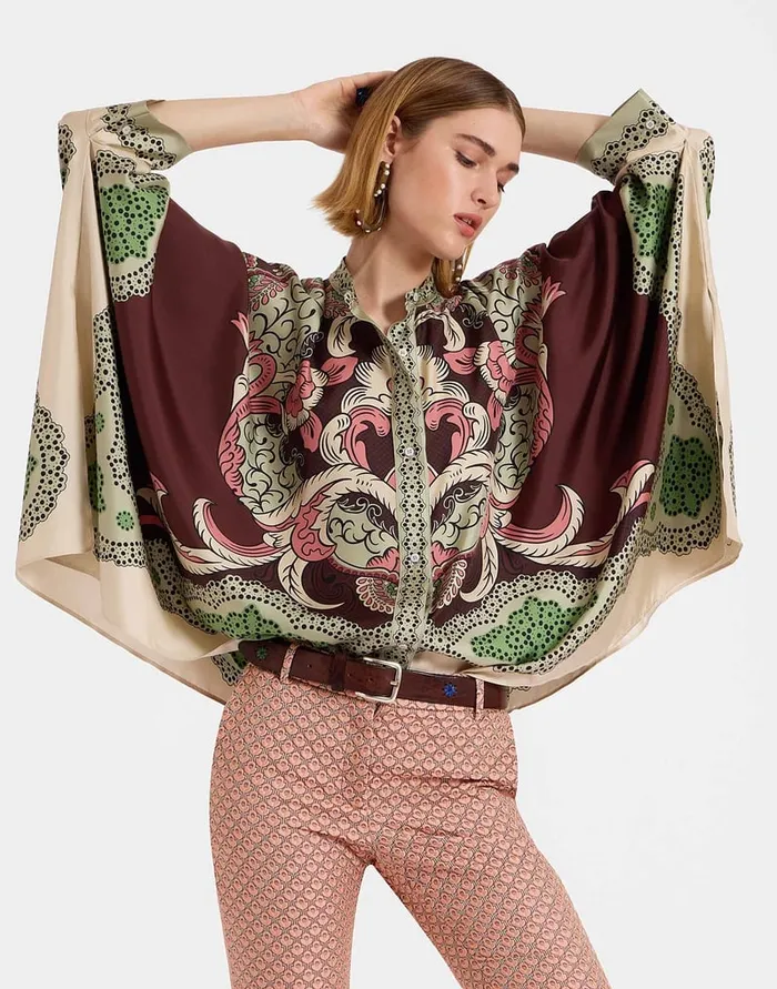 La Doublej Foulard Shirt Portal Place Brown In Silk Twill Women Party Dressing