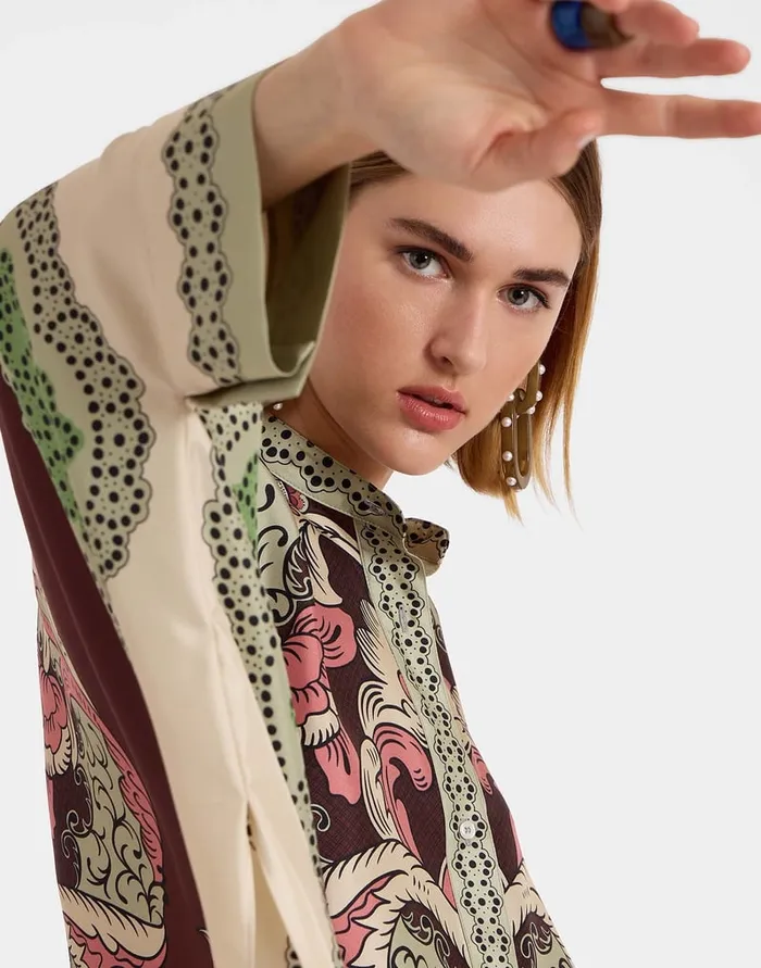 La Doublej Foulard Shirt Portal Place Brown In Silk Twill Women Party Dressing
