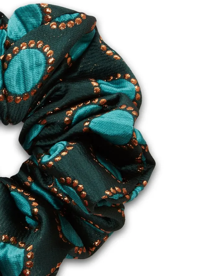 La Doublej Giga Scrunchie Winter Sun Emerald In Jacquard Women Hair Accessories