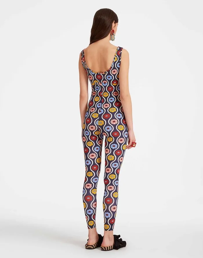 La Doublej Jazzercize Suit Whitsun Mini Blue In Skinny Jersey Women Loungewear